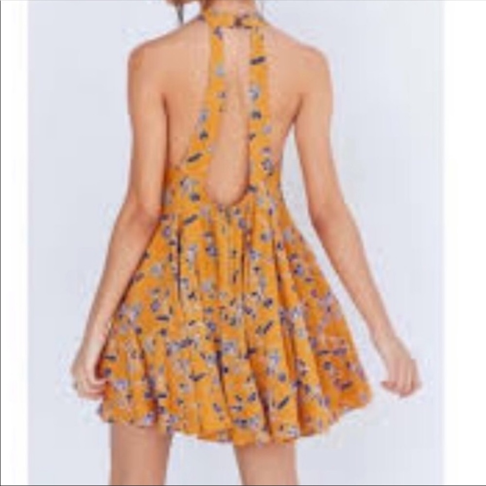 Yellow summer dress w purple flowers - Picture 8 of 9